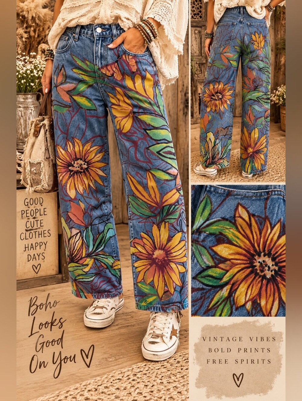 #1913 Oli & Hali Sunflower Butterfly Jeans